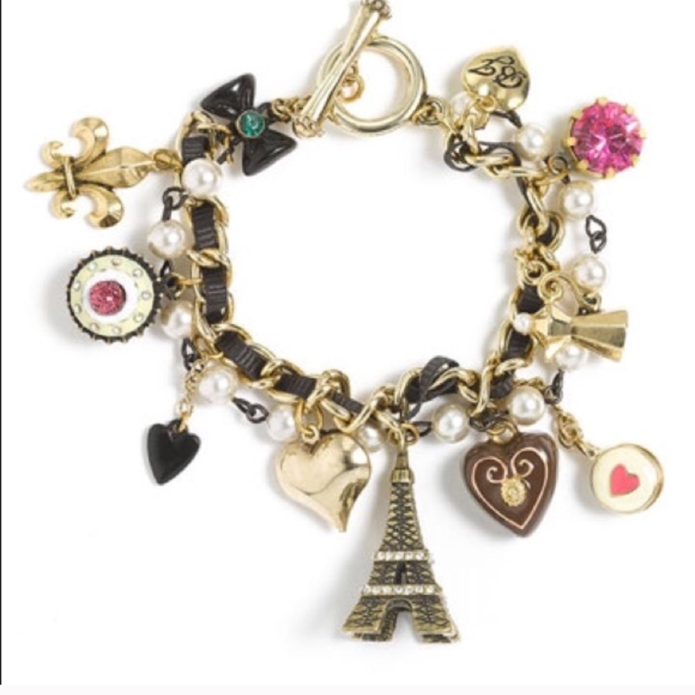 Betsey Johnson Paris Themed Charm Toggle Bracelet